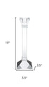Set of Two Clear Crystal Tabletop Taper Candlesticks