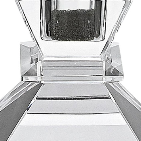 Set of Two Clear Crystal Tabletop Taper Candlesticks