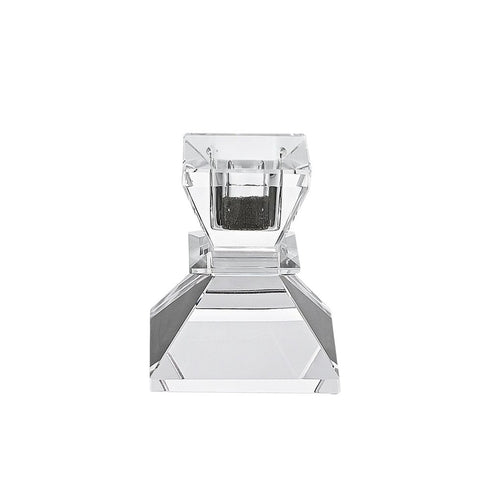 Set of Two Clear Crystal Tabletop Taper Candlesticks