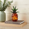9" Amber And Green Mouth Blown Art Glass Pineapple Sculpture
