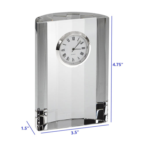 5" Silver Crystal Table Clock