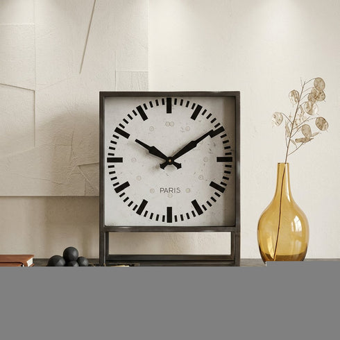 18" Gray Polyresin Table Clock