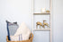 49" Whitewash Rustic Four Step Wood Ladder Shelf