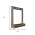 Rustic Weathered Gray Reclaimed Wood Plank Mirror With Shelf