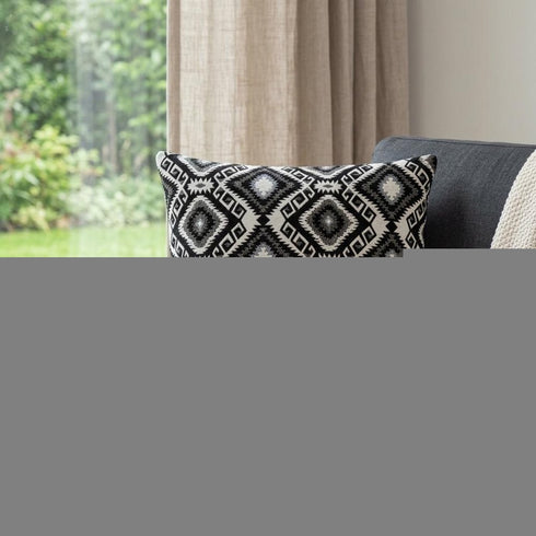 Jet Black And White Geo Throw Pillow