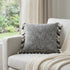 20" Slate Gray Abstract Cotton Throw Pillow With Tassels