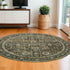 7' X 9' Green And Brown Floral Area Rug
