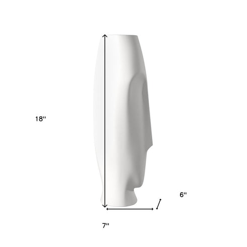 Set of Two Ceramic White Cylinder Table Vases