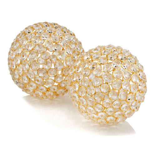 3" Gold Faux Crystal and Gold Decorative Orb Tabletop Sculpture