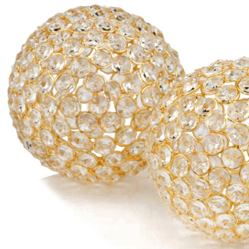 3" Gold Faux Crystal and Gold Decorative Orb Tabletop Sculpture