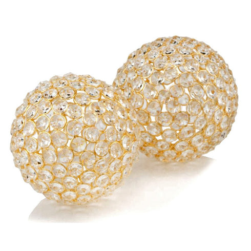 3" Gold Faux Crystal and Gold Decorative Orb Tabletop Sculpture