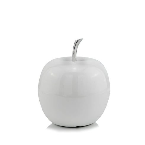 13" White Aluminum Decorative Apple Tabletop Sculpture