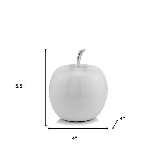 13" White Aluminum Decorative Apple Tabletop Sculpture