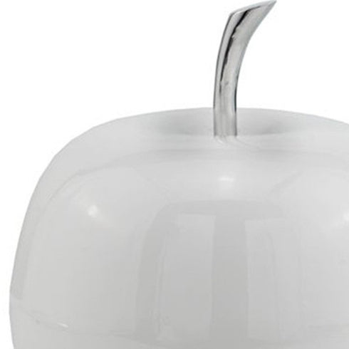 13" White Aluminum Decorative Apple Tabletop Sculpture