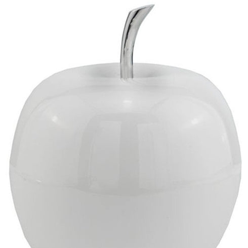 13" White Aluminum Decorative Apple Tabletop Sculpture