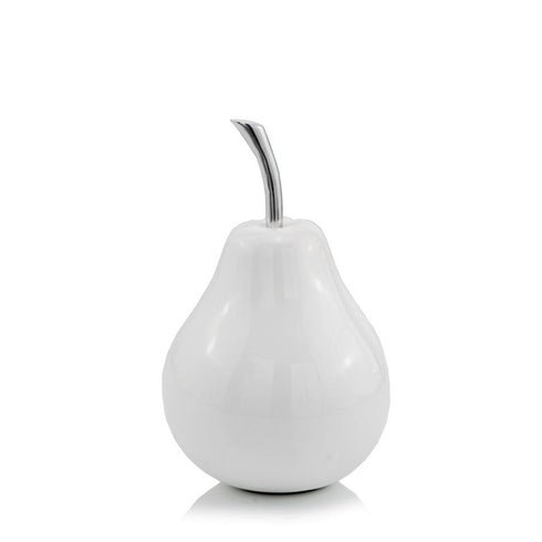 White Medium Pear Shaped Aluminum Accent Home Decor