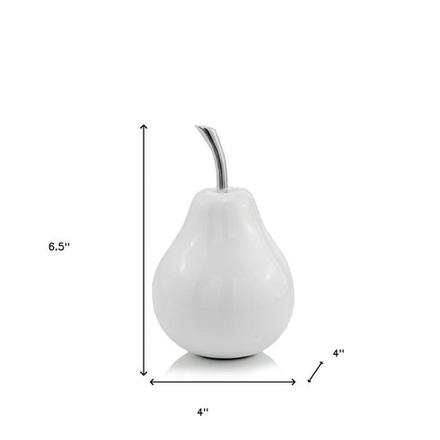 White Medium Pear Shaped Aluminum Accent Home Decor