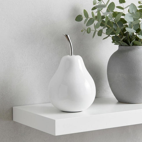 White Medium Pear Shaped Aluminum Accent Home Decor