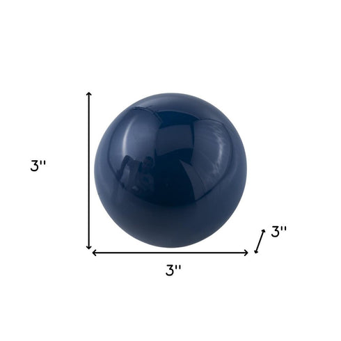3" Blue Aluminum Decorative Orb Tabletop Sculpture