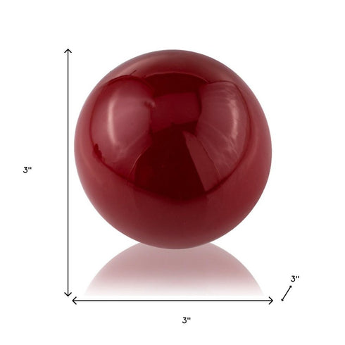 3" Red Aluminum Decorative Orb Tabletop Sculpture