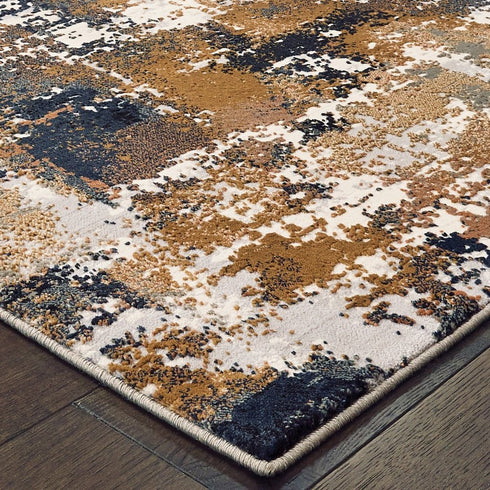 5' X 8' Ivory And Gray Abstract Area Rug