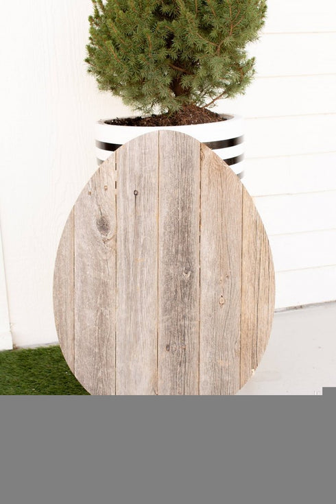 12" X 9" Gray Reclaimed Wood Egg Shaped Wall Decor
