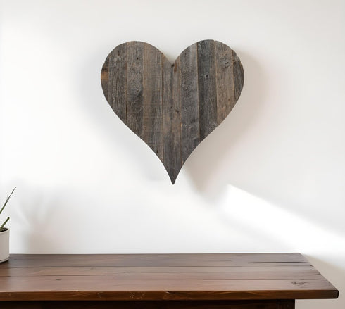 18" Weathered Gray Reclaimed Wood Heart Wall Decor