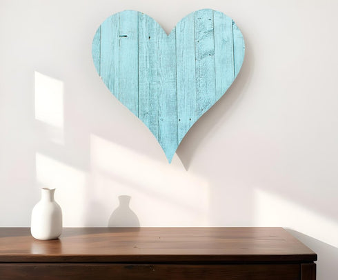 12" Turquoise Reclaimed Wood Heart Wall Decor