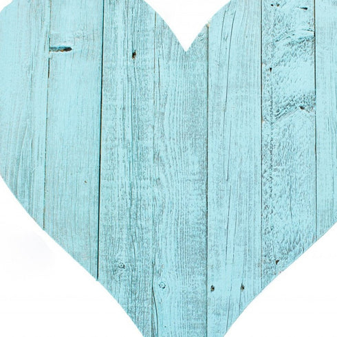 12" Turquoise Reclaimed Wood Heart Wall Decor