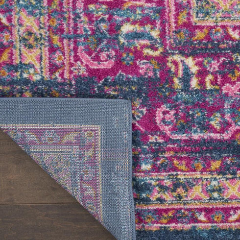 8' X 10' Blue And Pink Medallion Distressed Area Rug