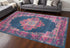 8' X 10' Blue And Pink Medallion Distressed Area Rug