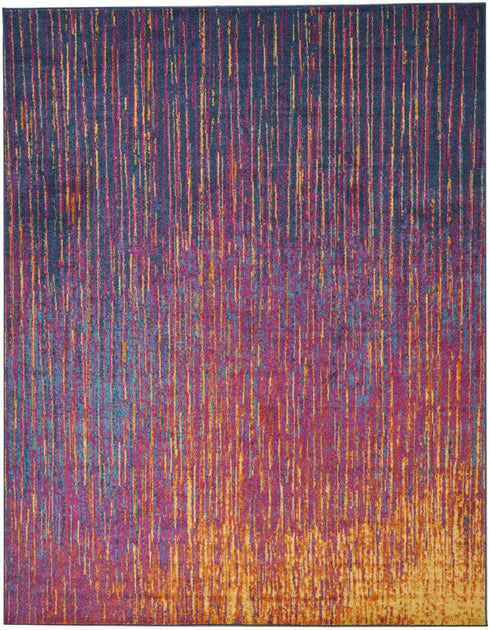 8' X 10' Blue And Orange Abstract Area Rug