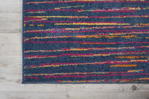 8' X 10' Blue And Orange Abstract Area Rug