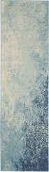 8' Blue And Ivory Abstract Runner Rug