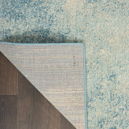 8' Blue And Ivory Abstract Runner Rug