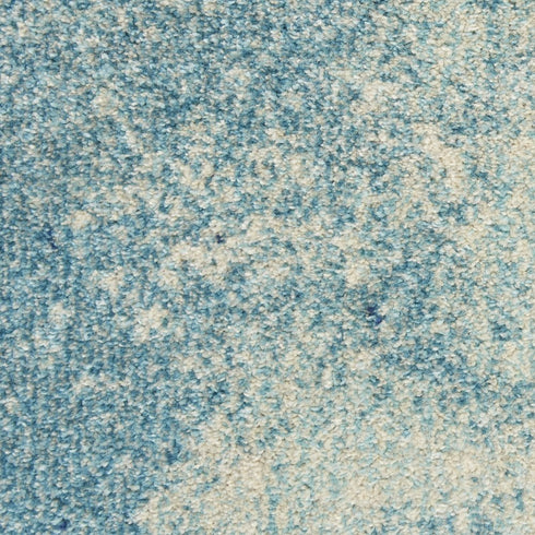 8' Blue And Ivory Abstract Runner Rug