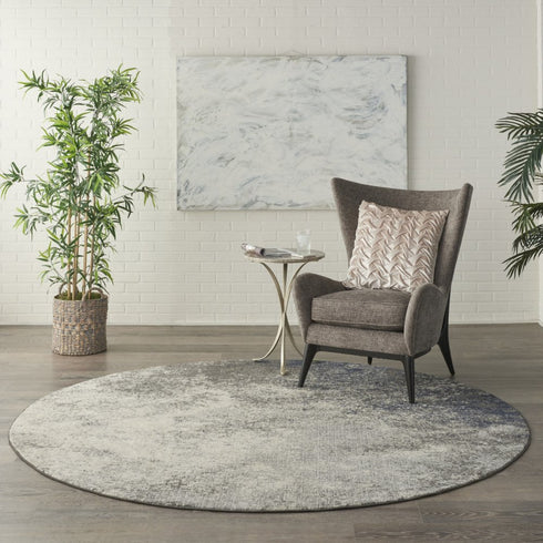 8' X 10' Gray And Ivory Abstract Area Rug