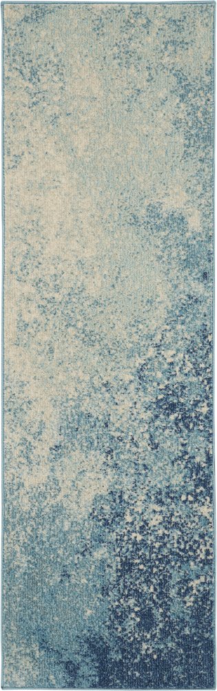 8' X 10' Blue And Ivory Abstract Area Rug