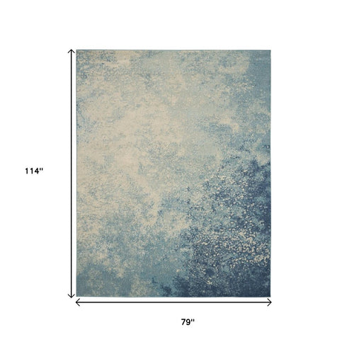 8' X 10' Blue And Ivory Abstract Area Rug