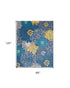 10' Blue And Gold Floral Runner Rug