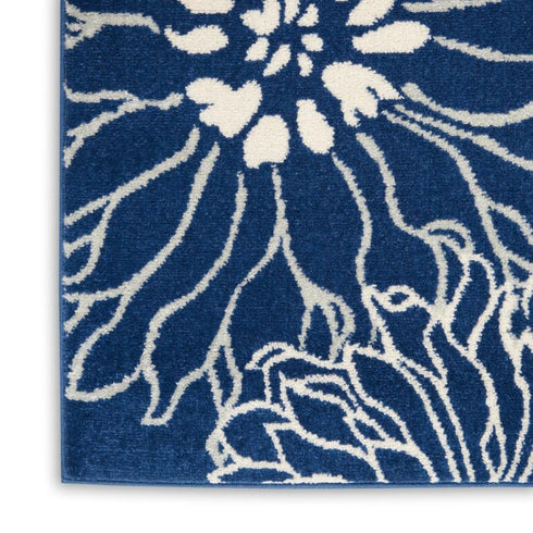 8' X 10' Blue And Ivory Floral Area Rug