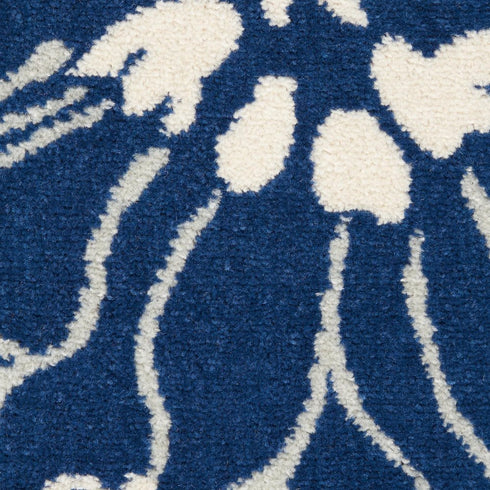 8' X 10' Blue And Ivory Floral Area Rug