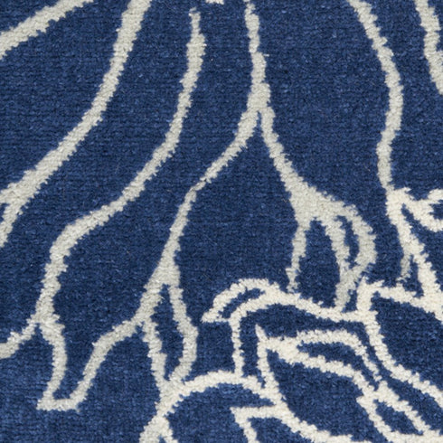 8' X 10' Blue And Ivory Floral Area Rug