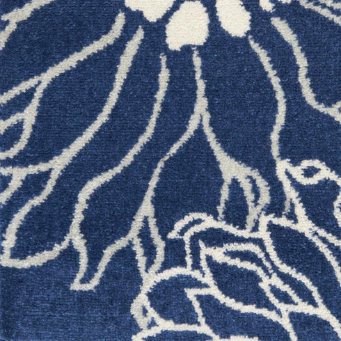 8' X 10' Blue And Ivory Floral Area Rug