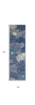 8' X 10' Blue And Ivory Floral Area Rug