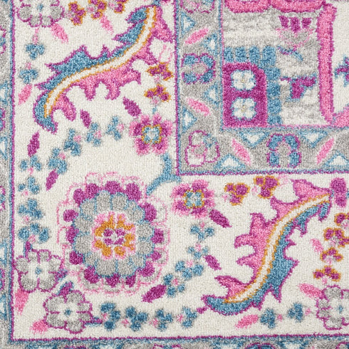 8' X 10' Light Gray And Pink Medallion Area Rug