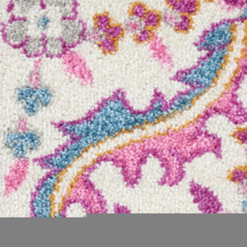 8' X 10' Light Gray And Pink Medallion Area Rug