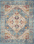 7' X 10' Ivory And Blue Oriental Distressed Area Rug