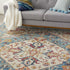 7' X 10' Ivory And Blue Oriental Distressed Area Rug