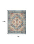 7' X 10' Ivory And Blue Oriental Distressed Area Rug